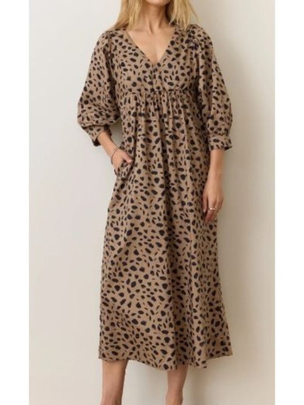 Marine Layer Alani Poplin Maxi Dress Women Size Large NWT Abstract Animal Print